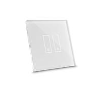iotty E2 PLUS, Interrupteur connecté pour lumières et portails, compatible Google/Alexa/Siri/IFTTT, applis IOS/Android, plaque tactile, verre rétroéclairée, capteurs de température/luminosité, blanc