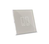iotty E2 PLUS, Interrupteur connecté pour lumières et portails, compatible Google/Alexa/Siri/IFTTT, applis IOS/Android, plaque tactile, verre rétroéclairée, capteurs de température/luminosité, beige