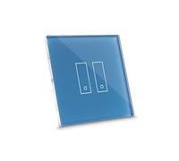 iotty E2 PLUS, Interrupteur connecté pour lumières et portails, compatible Google/Alexa/Siri/IFTTT, applis IOS/Android, plaque tactile, verre rétroéclairée, capteurs de température/luminosité, bleu