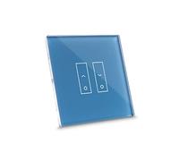 iotty E2S PLUS Interrupteur connecté pour stores et volets roulants, compatible Google/Alexa/Siri, applis iOS/Android, plaque tactile, verre rétroéclairée, capteurs de température et luminosité, bleu