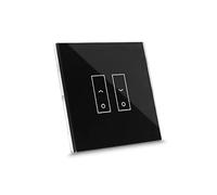 iotty E2S PLUS Interrupteur connecté pour stores et volets roulants, compatible Google/Alexa/Siri, applis iOS/Android, plaque tactile, verre rétroéclairée, capteurs de température et luminosité, noir