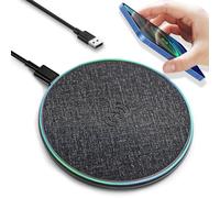 IOUGDSEC Chargeur sans fil avec voyant lumineux, tapis de charge sans fil rapide avec câble USB-C, certifié Qi 15 W max compatible avec iPhone 15/14/13/12/XS, Samsung Galaxy S24/S23 Huawei
