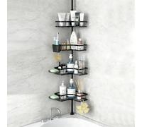 IOUGDSEC Étagère d'angle de douche à 4 niveaux, antirouille et réglable, accessoires de rangement étanches pour baignoire, noir