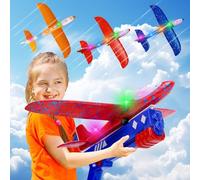 IOUGDSEC Lot de 3 lanceurs d'avion, jouets à monter soi-même, catapulte en mousse LED, 2 modes de vol, vol, 3 à 12 ans, cadeaux d'anniversaire pour garçons et filles