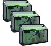 IOUGDSEC Lot de 3 porte-documents muraux en maille A4 à 1 niveau à suspendre, porte-revues, porte-documents, organiseur de courrier, support de rangement pour magazines, rangement en maille métallique