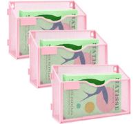 IOUGDSEC Lot de 3 porte-documents muraux en maille A4 à suspendre au format A4, porte-revues, documents, courrier, magazines, rangement en maille métallique durable, rose