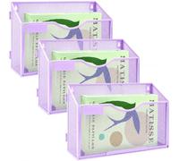 IOUGDSEC Lot de 3 porte-documents muraux en maille A4 à suspendre au format A4, porte-revues, documents, courrier, magazines, rangement en maille métallique durable, violet