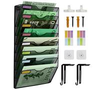 IOUGDSEC Organiseur mural vertical en maille à 8 niveaux pour le bureau, l'école, la maison, les étiquettes nominatives et crochets inclus