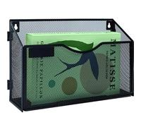 IOUGDSEC Porte-documents mural en maille A4 pour dossiers, courrier et magazines - 1 étage, en maille métallique durable, Noir