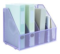 IOUGDSEC Porte-documents pliable A4, 4 compartiments verticaux, porte-revues, organiseur de bureau, dossier de documents pour bureau, école et maison, violet
