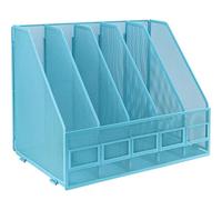 IOUGDSEC Porte-fichiers A4 Étagère Pliante, 5 Compartiments Verticaux porte-revues, Organisateur de Bureau Dossier de Documents pour Bureau École et Maison, Bleu Ciel