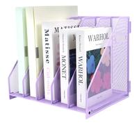 IOUGDSEC Porte-revues en métal pour bureau avec 5 compartiments verticaux, porte-documents A4 avec poignée, porte-documents en maille durable pour bureau, école et maison, violet