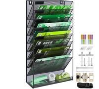 IOUGDSEC Support mural à 9 étages en maille A4 pour dossiers, courrier et magazines - Résistant en maille métallique durable, Porte-documents de bureau, Organisateur de fichiers de bureau