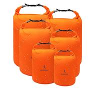 ioutdoor Ensemble de sacs étanches et légers pour planche à pagaie, kayak, pêche, camping, randonnée, rangement à la maison, Lot de 6, orange, 2L + 5L + 10L + 20L+ 40L+ 70L, Sac étanche