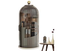 Iouyjiu 360° Rotating Makeup Organizer, Birdcage Cosmetic Brush Holder, Dustproof Storage Box with Lid for Vanity and Bathroom, 27x12.2cm27x12.2cm White Black Green
