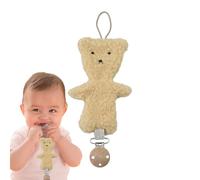 Iouyjiu Attache-tétine pour bébé, attaches pour tétines - Porte-sucette ours en peluche,Clip de support de jouet de dentition pour la plupart des sucettes de bébé, attache-sucette apaisante pour