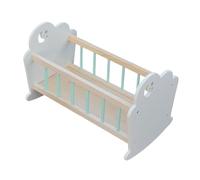 Iouyjiu Baby Doll Bed, Miniature Wooden Crib Furniture, Realistic Sleeping Toy Accessory for Toddler Girls Boys Dollhouses Playtime Activities, Pretend Nursery Bedroom Play 19.29x7.48in