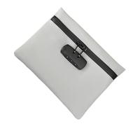 Iouyjiu Bag with Lock, Waterproof Locking Pouch Organizer Personal Items, Theft-Proof Storage Container, Ideal for Camping, School, Gym, Offices, Dorm, Beach, and Home Use, 24.5x16cm Grey White Pink