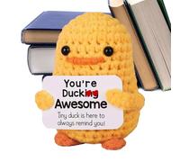Iouyjiu Canard au Crochet Positif, Tricotée Réconfortante, Tricotée d'Encouragement pour Bibliothèque Table de Chevet Coiffeuse Bureau Chambre d'Ados Amateurs de Loisirs