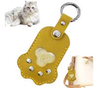 Iouyjiu Cat Paw Pet Hair Keychain - PU Leather Memorial Pendant for Bags, Backpacks, and Schoolbags | Portable Fashion Accessory for Men and Women | Keepsake Charm for Pets
