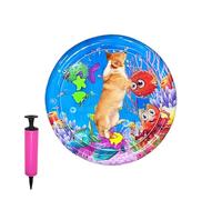 Iouyjiu Cat Water Mat, Sensory Play Pad, Pet Cooling Cushion, Builtin Inflatable Pump, Thickened Leak Resistant Design for Hot Weather, Floor, Travel, Indoor, Outdoor Use, 25.59 inches
