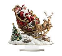 Iouyjiu Christmas Table Centerpieces - 2D Christmas Shelf Decor with Santa Claus Sled Elk Tree Acrylic Ornament | Includes Stand for Living Room, Home, Studio, Workplace, Bookshelf Decoration