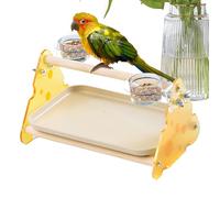 Iouyjiu Cockatiel Standing Perch - Parrot Playground Gym with Feeder Cups | Bird Toy with Removable Tray for Budgies Parrots Parakeets Conures Lovebirds