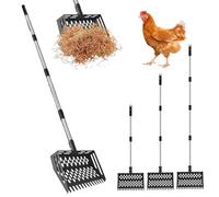 Iouyjiu Coop Scooper - Metal Sand Sifting Tool for Animal Waste Cleaning | Long Handle Wire Sifter Design, Heavy Duty Rake for Chicken Coop Bunny Cat Dog Cage Backyard Farm Barn Patio Use
