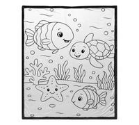 Iouyjiu Couverture à colorier à Faire soi-même | Courtepointe à imprimé d'animaux Marins - 150 x 127 cm - Couverture colorée à thème Animal - pour Adultes, Femmes, Adolescents, canapé
