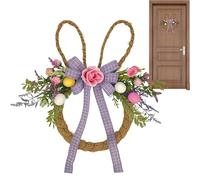 Iouyjiu Easter Wreath - Spring Bunny Ornament for Seasonal Decor | Fabric Floral Mix with Pastel Accent Ring Hanging Design, Festive Front Door Wreath for Window Fireplace Wall Indoor Outdoor Display