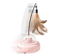 Iouyjiu Electric Interactive Cat Toy, Indoor Feather Cat Toy, Fun Automated Cat Teaser, Rechargeable Cats Teaser Wand Toy 4.53x4.33x11.02 inches for Chasing and Hunting (Creamy, Pink)