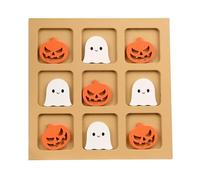Iouyjiu Halloween Board Game, Wooden XO Chess Game for Toddler, Funny Thinking and Strategy Toy for Kids Adults Travel Car Airplane School Night Home Beach Date Dinner Entertainment Use 7.87x7.87in