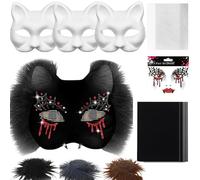 Iouyjiu Kit d'artisanat de masque de chat vierge avec feutre et feuille de , activité créative de cosplay pour homme et femme, projet d'art de fête pour bal masqué ou Halloween, 19 x 17 cm