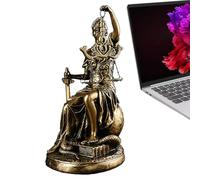 Iouyjiu Lady Justice Design Sculpture, Resin Justice Statue, Sitting Blindfolded Justice Figurine, Law Themed Home Decor 13x16.2x26.5cm for Home, Indoor, Outdoor, Table, Decoration, Brass Color