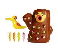 Iouyjiu Magnetic Bird Feeding Game, Colorful Bird Feeding Game, Educational Games for Ages 2 to 4, Woodpecker Worm Toy 5.91x5.12x3.15 inches for Age 2 to 4 Kids, Boys and Girls (1 Set)