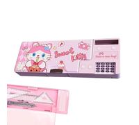 Iouyjiu Pencil Case, School Pencil Box, Pop Up Multifunction Design, Large Storage Capacity School Stationery Holder with Built in Calculator for Students, 10.24x3.62x1.3 inches