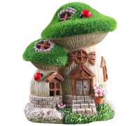 Iouyjiu Solar Fairy House, Resin Cottage, Outdoor Garden Statue with Charming Fairy Tale Design and Weatherproof Construction for Patio, Yard, and Garden, 1 Piece