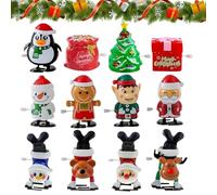 Iouyjiu Wind Up Christmas Toys - 12-Piece Clockwork Set | Dancing Holiday Figures Fun Festival Game Cute Moving Toy Collection for Boys, Girls, School Or Winter Festivities, 3.94x3.94x1.57in