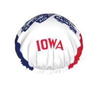 Iowa State Couvre-cheveux pour la douche avec imprimé drapeau de l'État de l'Iowa, bonnet de douche réglable et élégant et imperméable