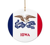 Iowa State Flag Print Décorations rondes plates à suspendre pour Noël, hiver, Nouvel An