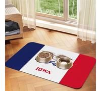 Iowa State Flag Print Nappe en cuir absorbant pour chiens et chats, tapis d'alimentation en cuir pour chiens et chats