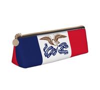 Iowa State Flag Triangle Étui en cuir multifonctionnel Sac de maquillage et papeterie Sac de rangement portable, blanc, One Size, Légères
