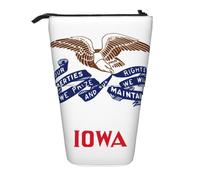 Iowa State Flag Trousse à crayons extensible en tissu Oxford multi-design réglable en hauteur