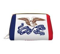 Iowa State Flag Trousse de maquillage portable en cuir pour cosmétiques, articles de toilette et essentiels quotidiens, blanc, Taille unique