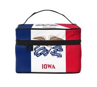 Iowa State Flag Trousse de maquillage pour femme Grande capacité Sac de maquillage de voyage Portable (22,9 x 16,5 x 15,7 cm) Grande trousse de maquillage Sac de rangement