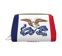 Iowa State Flag Trousse de toilette en cuir avec fermeture éclair pour maquillage, blanc, Taille unique