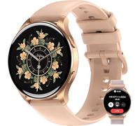 IOWODO Montre Connectée Femme, Écran à AMOLED Allumé, Toujours à L'Écran, 2 Bracelets,100 Modes de Sport, Appel Bluetooth, Assistant Vocal, pour Android/iOS（Rose）