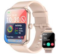 IOWODO Montre Connectée Femme Homme, Appel Bluetooth, Écran 1.85" à LCD, Notifications Réseaux Sociaux, Cardiofréquence/Oxymètre/Analyse Sommeil, 100+ Modes Sports, pour Android& iOS (Rose)