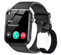 IOWODO Montre Connectée Femme Homme, Montre Appel, Appels Numérotation, 100 Modes de Sport, Écran 1.85 Pouce, Assistant Vocal, Bluetooth 5.0, pour Android/iOS (Noir)
