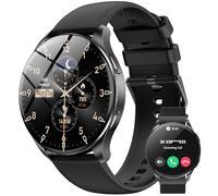 IOWODO Montre Connectée Femme Homme, Montre Appel, Écran à AMOLED Allumé, 2 Bracelets,100 Modes de Sport, Appel Bluetooth, Assistant Vocal, pour Android/iOS(Noir)
